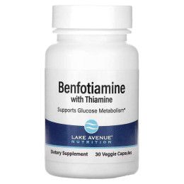 Бенфотиамин и тиамин Lake Avenue Nutrition Benfotiamine with Thiamine 250 mg 30 Veggie Capsules Lake Avenue Nutrition