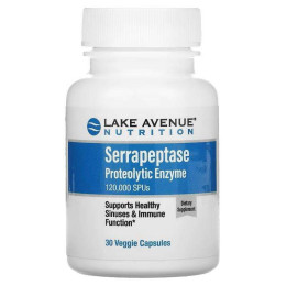 Серрапептаза Lake Avenue Nutrition Serrapeptase Proteolytic Enzyme 120,000 SPUs 30 Veggie Capsules Lake Avenue Nutrition