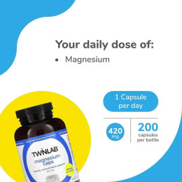 Magnesium Caps, 420 mg, 200 Capsules TwinLab