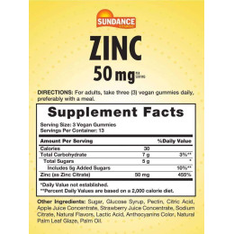 Zinc (Natural Mixed Berry), 50 mg (per serving), 40 Vegan Gummies Sundance