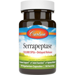 Серрапептаза Carlson Labs Serrapeptase Delayed Release 120,000 SPUs 30 Vegetarian Capsules Carlsson