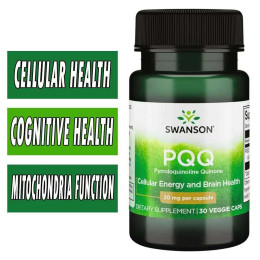 PQQ, Pyrroloquinoline Quinone, Cellular Energy and Brain, 20 mg, 30 Veggie Caps Swanson