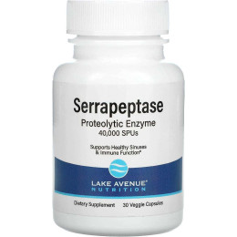 Серрапептаза, протеолитический фермент Serrapeptase Proteolytic Enzyme 40000 SPU 30 vegcaps Lake Avenue Nutrition