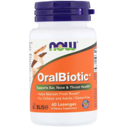 Пробиотик для здоровья ЛОР-органов Now Oralbiotic 60 lozenges NOW