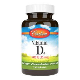 Вітамін D3 Carlson Labs Vitamin D3 1000 IU (25 mcg) 250 softgels Carlsson