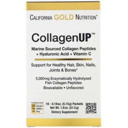 Морской коллаген CollagenUp, Marine Collagen + Hyaluronic Acid + Vitamin C, 10 Packets California Gold Nutrition