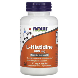 L-гистидин Now L-Histidine 600 mg 60 Veg Capsules NOW