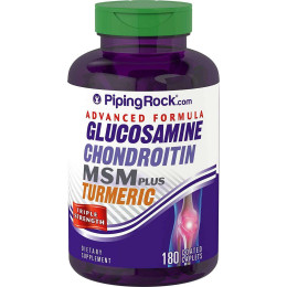 Глюкозамін, хондроїтин и МСМ Piping Rock Advanced Triple Strength Glucosamine Chondroitin MSM Plus Turmeric 180 caplets Piping Rock