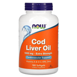 Рыбий жир из печени трески Now Foods (Cod Liver Oil) 1000 мг 180 капсул