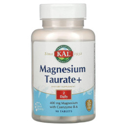 Таурат магния +, Magnesium Taurate Plus, KAL, 400 мг, 90 таблеток