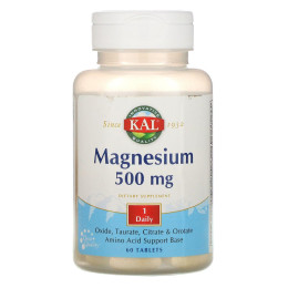 Магний, Magnesium, KAL, 500 мг, 60 таблеток