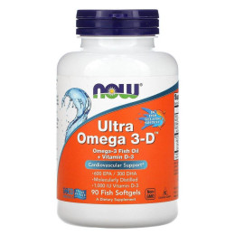 Омега 3 + витамин Д3 Now Foods (Ultra Omega 3-D) 90 капсул