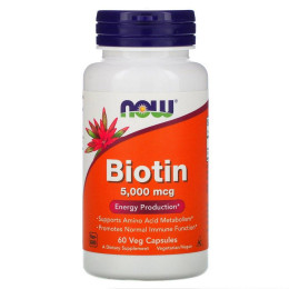 Биотин Now Foods (Biotin) 5000 мкг 60 капсул