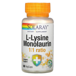 L-лизин монолаурин в соотношении 1:1, L-Lysine Monolaurin 1:1 Ratio, Solaray, 60 вегетарианских капсул