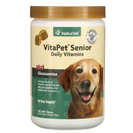 Витамины для пожилых собак VitaPet, плюс глюкозамин, VitaPet Senior Daily Vitamins, Plus Glucosamine, NaturVet, 120 мягких жевательных таблеток, 12,6 унций (360 г)