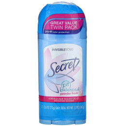 Дезодоранты со сбалансированным pH Secret (pH Balanced Deodorant Invisible Solid, Powder Fresh Twin Pack) 73 г каждый