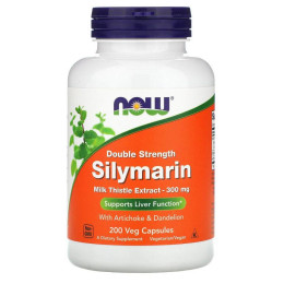 Силимарин расторопша пятнистая Now Foods (Silymarin Milk Thistle Extract) 300 мг 200 вегетарианских капсул