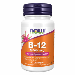 B-12 5000mcg + Folic - 60 lozenges Now Foods