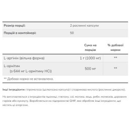 Arginine/Ornithine - 100 vcaps Now Foods