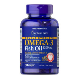 Double Strength Omega-3 Fish Oil 1200mg/600mg Omega-3 - 90 sgels Puritans Pride