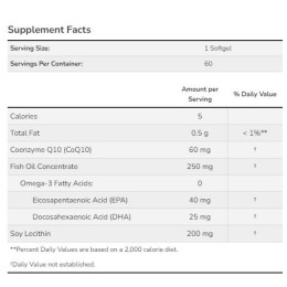 CoQ10 60mg with Omega-3 - 60 sgels Now Foods