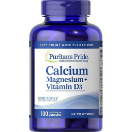 Кальций Магний плюс Витамин D, Calcium Magnesium plus Vitamin D, Puritan's Pride, 100 капсул