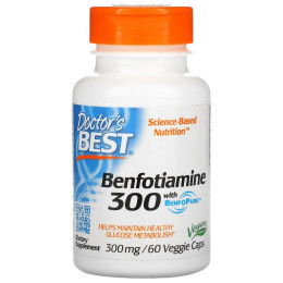 Бенфотиамин 300, Benfotiamine 300 with BenfoPure, Doctor's Best, 300 мг, 60 вегетарианских капсул