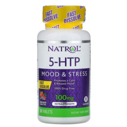 5-HTP, быстрорастворимый, особо эффективный, вкус диких ягод, 100 мг, Natrol, 30 таблеток