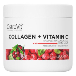 Коллаген и витамин С вкус малиновый лимонад с мятой OstroVit (Collagen + Vitamin C) 200 г