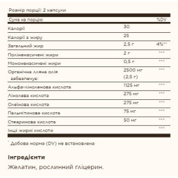 Flaxseed Oil 1250 mg - 100 softgels Solgar