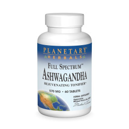 Ашваганда Planetary Herbals Full Spectrum Ashwagandha, 570 mg, 60 Tablets Planetary Herbals