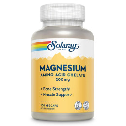 Магний Solaray Magnesium, 200 mg (Amino Acid Chelate Complex, Magnesium Oxide) 100 VegCaps Solaray