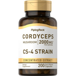 Гриб кордицепс Piping Rock Cordyceps Mushroom, 2000 mg (per serving), 200 Quick Release Capsules Piping Rock