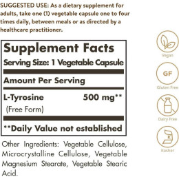 L-тирозин Solgar L-Tyrosine 500 mg 100 veg caps Solgar