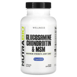 Глюкозамін, хондроїтин і МСМ Nutra Bio Glucosamine Chondroitin & MSM, 120 Capsules