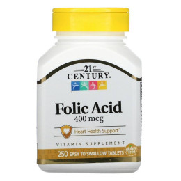 Фолиевая кислота 21st Century (Folic Acid) 400 мкг 250 таблеток