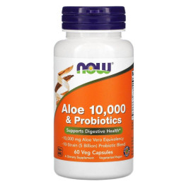 Алоэ 10 000 и пробиотики Now Foods (Aloe 10000 & Probiotics with 10-Strain) 60 вегетарианских капсул