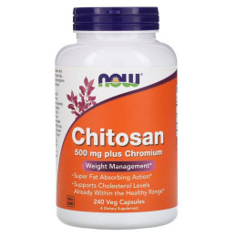 Хитозан Now Foods (Chitosan) 500 мг 240 вегетарианских капсул