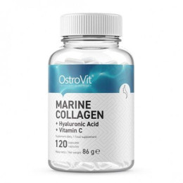 Коллаген морской с гиалуроновой кислотой, COLLAGEN MARINE with Hyaluronic Acid and Vitamin C, OstroVit, 120 капсул