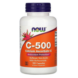 Витамин C-500 аскорбат кальция Now Foods (Calcium Ascorbate-C) 500 мг 100 капсул