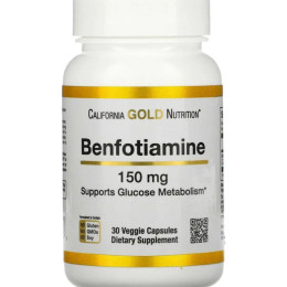 Бенфотіамін California Gold Nutrition (Benfotiamine) 150 мг 30 рослинних капсул