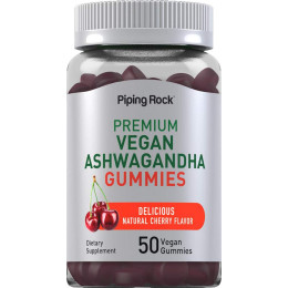 Ashwagandha Gummies 50 Vegan Gummies (Delicious Natural Cherry) Piping Rock