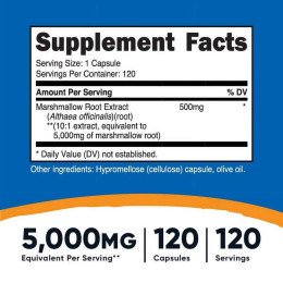 Экстракт корня алтея Nutricost Marshmallow Root 5000 mg 120 Capsules Nutricost