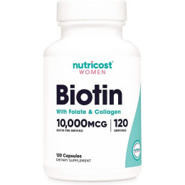 Биотин с фолатом и коллагеном Nutricost Women Biotin With Folate & Collagen 10,000 mcg 120 Capsules Nutricost