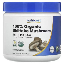 100% Organic Shiitake Mushroom, Unflavored 113 g Nutricost