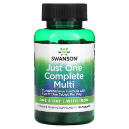 Мультивитамины с железом Swanson Just One Complete Multi with Iron 130 Tablets Swanson