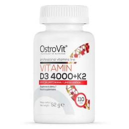 Вітамін D3 4000+K2 Ostrovit Vitamin D3 4000+K2 110 tabl OstroVit