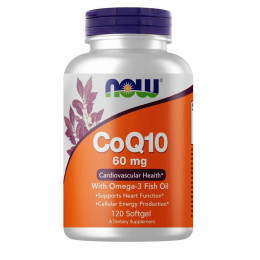 Коензим Q10 NOW Foods CoQ-10 60 mg with Omega-3 Fish Oil 120 softgels NOW