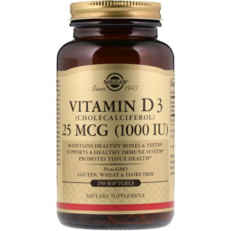 Вітамін Д3 Solgar Vitamin D3 1000 IU 250 soft Solgar