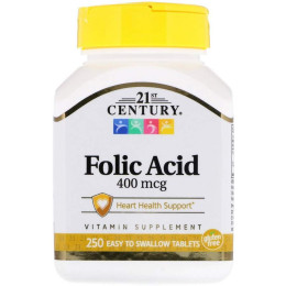 Folic Acid, 400 mcg, 250 Tablets 21st Century